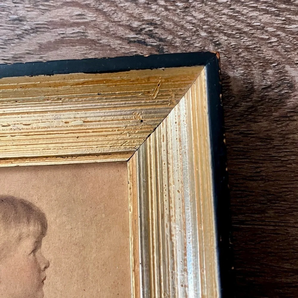 Vintage Gold and Black Framed Portrait - Sidney Bell”Charlotte “ 6/8 Inch